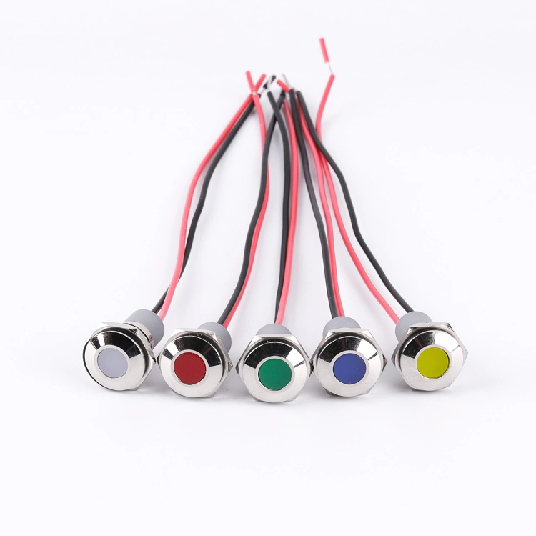 2023 Flat Head 48V DC LED Indicator Light Stainless Steel Industry/Household Applicant/etc Metal Indicator with Cable