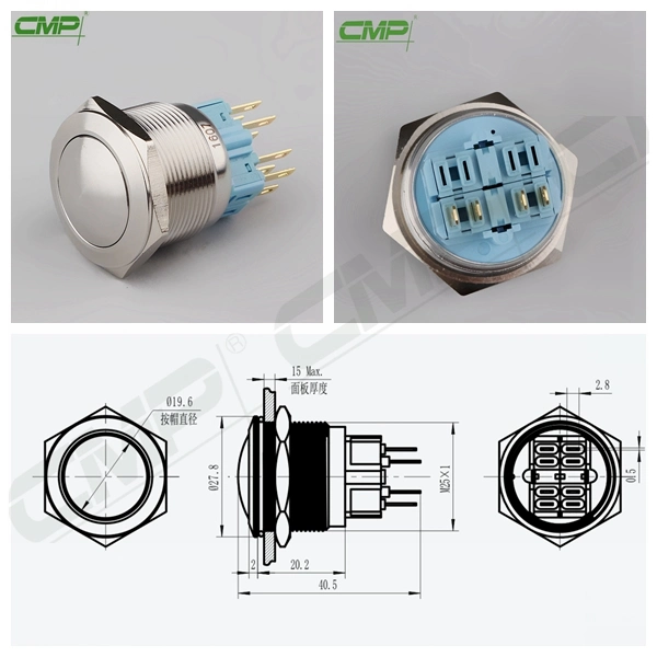 25mm Vandal Resistant Push Button Switch (Domed HEAD)