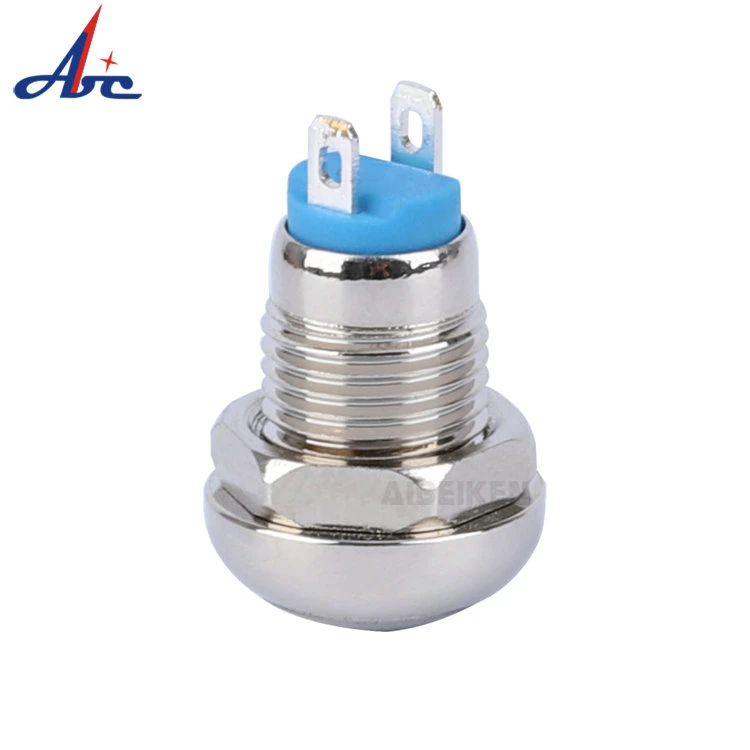 Momentary Domed Head 2 Pin Waterproof Metal Mini Switch 1no Brass 8mm Push Button Switch