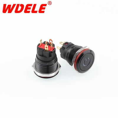 Wdele 19 ミリメートルブラック防水 LED ヘッドライトフラット電源シンボルライト/プッシュボタンスイッチ